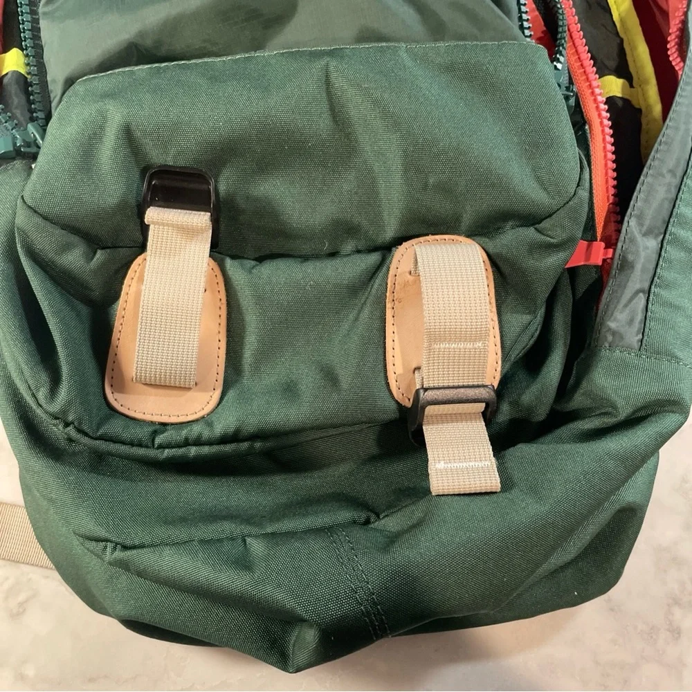 Unisex - Forest Green Backpack with Tan Accents